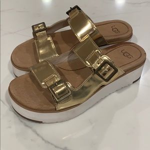 Gold Ugg Ardyne Platform Sandals